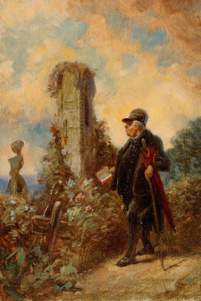 Der Landpfarrer mit dem Brevier av Carl Spitzweg