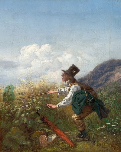 Fjärilsfångaren (botaniker). Omkring 1837 av Carl Spitzweg