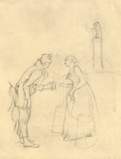The Shy Suitor, mitten av slutet av 1800-talet, c1924. av Carl Spitzweg