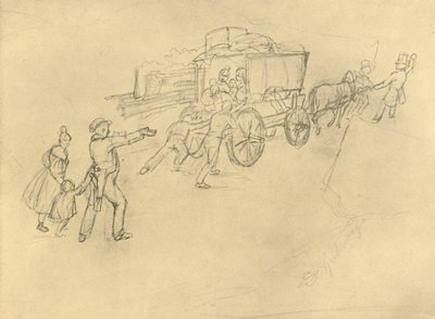 The Thespian Actor Travelling, mitten av slutet av 1800-talet, c1924. av Carl Spitzweg