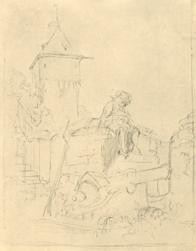 Die Schildwache, mitten av slutet av 1800-talet, c1924. av Carl Spitzweg
