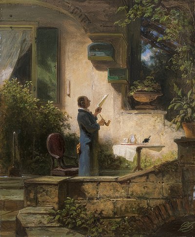 Ett viktigt brev. (Föreläsningen) av Carl Spitzweg