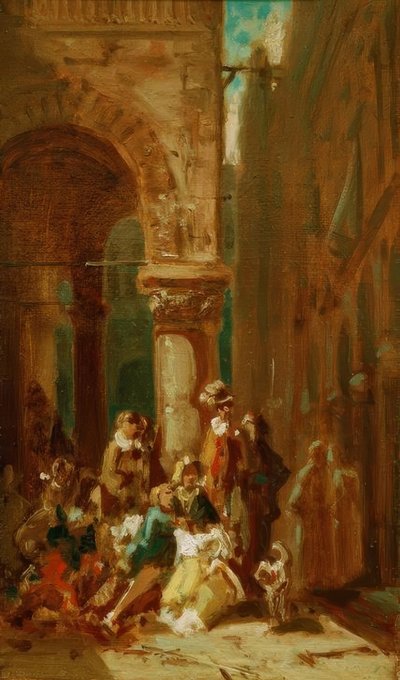 Resande människor: skådespelare på Loggia dei Lanzi i Flo av Carl Spitzweg