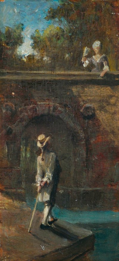 Galant scen vid en flodbro av Carl Spitzweg