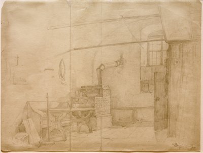 Kakelugn i bondens rum av Carl Spitzweg