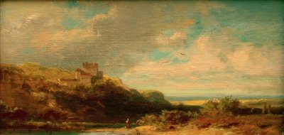 Landskap med floddal och slott av Carl Spitzweg