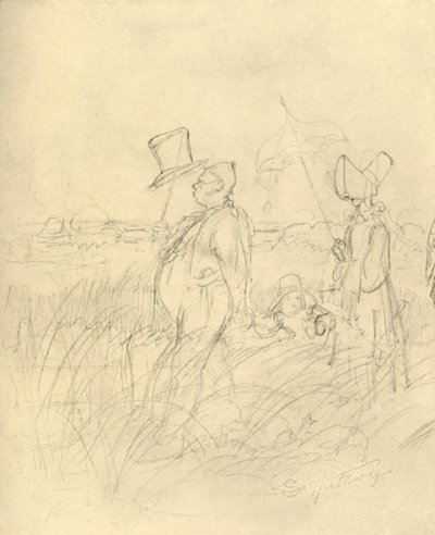 Sonntagsspaziergang, mitten av slutet av 1800-talet, c1924. av Carl Spitzweg