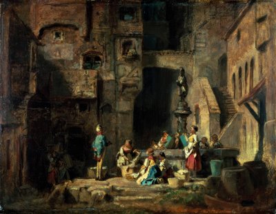 Tvättkvinnor vid brunnen av Carl Spitzweg