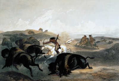 "Indier som jagar bisonen", 1843 av Carl Vogel