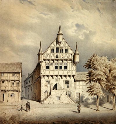 Fritzlars stadshus (akvarell på papper) av Carl W.E. Fink