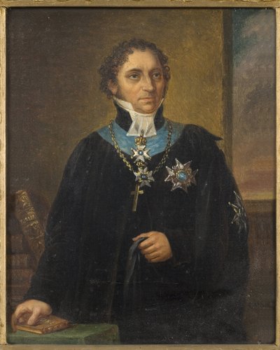 Portrait of Johan Olof Wallin (1779-1839), by Nordgren, Carl Wilhelm (1804-1857). Oil on canvas. Dimension : 18x15 cm. Nationalmuseum Stockholm av Carl Wilhelm Nordgren