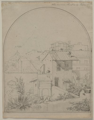 Utsikt från mitt fönster i Rom recto Soldier in a Landscape a tergo, ca. 1817. av Carl Wilhelm Tischbein