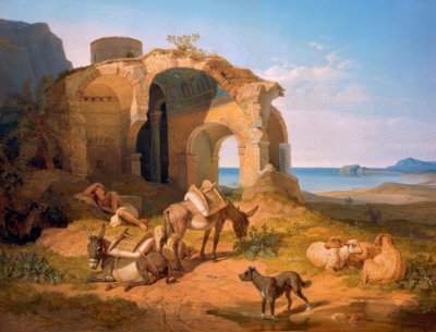 Landskap med ruinerna av en bysantinsk kyrka av Carl Wilhelm von Heideck