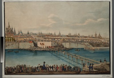 Hörnstensläggningsceremoni för Moskvoretsky-bron i Moskva, 1830. av Carl von Hampeln