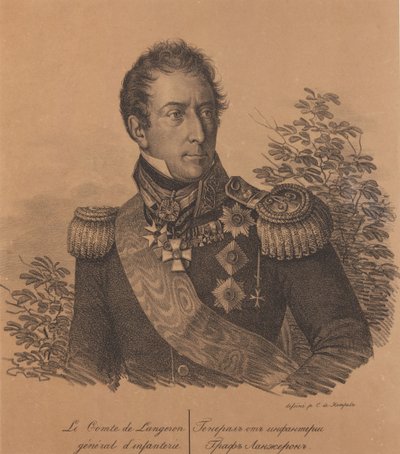 Porträtt av greve Alexandre Andrault de Langeron 1763-1831, 1820. av Carl von Hampeln
