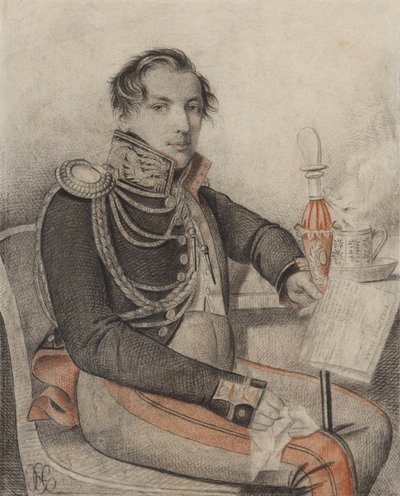 Porträtt av greve Pjotr ​​Petrovitj Konovnitsyn 1803-1830, tidigt 1820-tal. av Carl von Hampeln