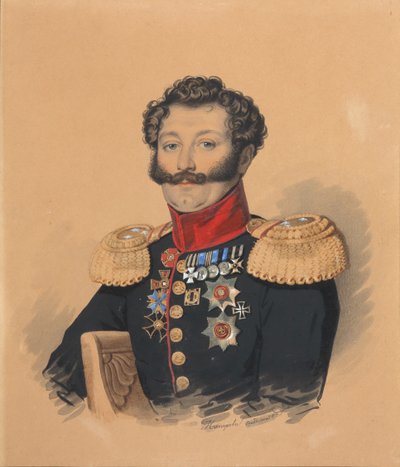 Porträtt av prins Stepan Alexandrovich Khilkov 1785-1854, efter 1832. av Carl von Hampeln