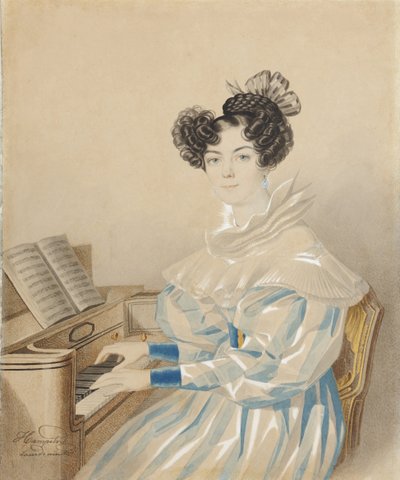 Porträtt av Tatiana Petrovna Lvova 1789-1848, född Poltoratskaya, 1820-talet. av Carl von Hampeln