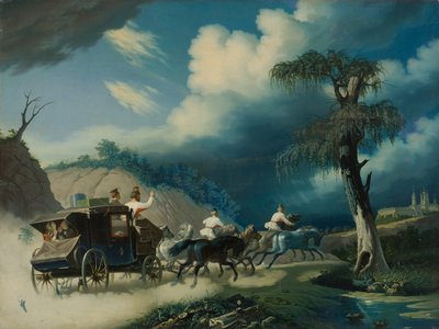 Trojka under ett åskväder, 1830-talet. av Carl von Hampeln