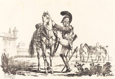 Karbinhake monterar en häst av Carle Vernet