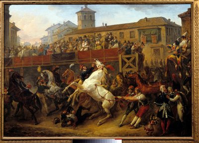 Gratis hästkapplöpning under karnevalen. Målning av Carle Vernet (1758-1836) av Carle Vernet