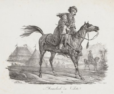 Stor svit med hästar: Mounted Mamelucke, ca. 1818. av Carle Vernet