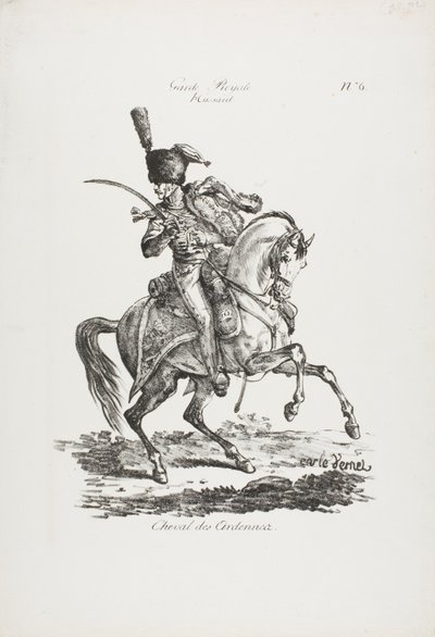 Royal Guard, Mounted Hussard och Horse No. 6 av Carle Vernet