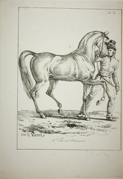 Royal Guard, Norman Cavalier, inte i full dress, och häst, nr 3 av Carle Vernet