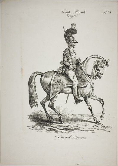 Royal Guard, Norman Mounted Dragon and Horse, nr 5, First Limoges Horse av Carle Vernet