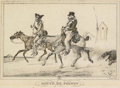 Scenes of Daily Life, Roads and Paths: Road to Poissy..., 1816. av Carle Vernet