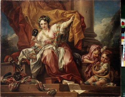 Allegori över komedi. Målning av Carle Van Loo (1705-1765). Olja på duk av Carle van Loo