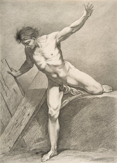 An Académie: Striding Man Leaning on a Plank, 1742-43. av Carle van Loo