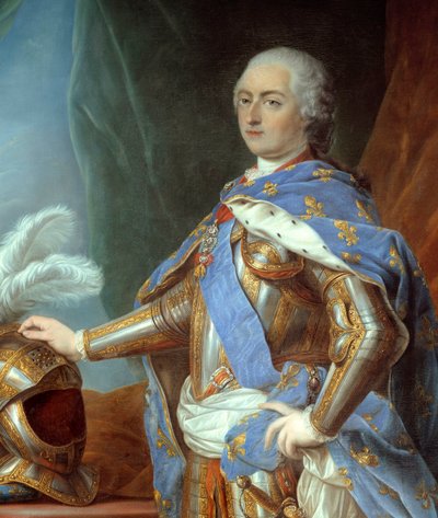 Detalj av "" Fullängdsporträtt av Ludvig XV "" (1710-1774). Målning av Carle Van Loo (1705-1765) av Carle van Loo