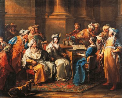 Grand Turk ger konsert till sin älskarinna, av Carle van Loo (1705-1765), olja på duk, 72,5 x 91 cm, Frankrike av Carle van Loo