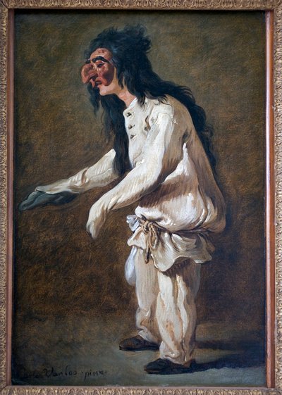 Polichinella (Pulcinella). Målning av Carle Van Loo (1705-1765), Olja på duk av Carle van Loo