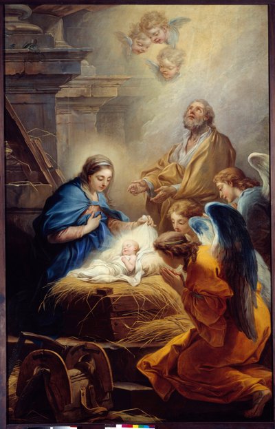 Änglarnas tillbedjan målning av Carle van Loo (1705-1765) 1751 Brest, Museum of Fine Arts av Carle van Loo