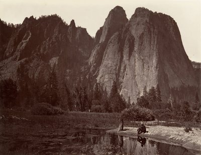 Cathedral Rocks, Yosemite, ca. 1872, tryckt ca. 1876. av Carleton E. Watkins.