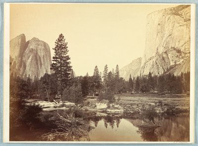 Down the Valley, El Capitan och Cathedral Rocks av Carleton E. Watkins