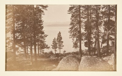 Fyra järnvägsscener och fyra vyer över Lake Tahoe: Lake Tahoe från Warm Springs av Carleton E. Watkins