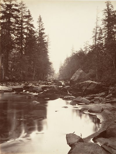 Merced River, Yosemite, ca. 1872, tryckt ca. 1876. av Carleton E. Watkins.
