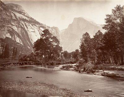 North och South Dome, Yosemite, ca. 1872, tryckt ca. 1876. av Carleton E. Watkins.
