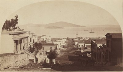 Alcatraz Island och San Francisco Bay, mot norr,1880-talet (foto) av Carleton Emmons Watkins