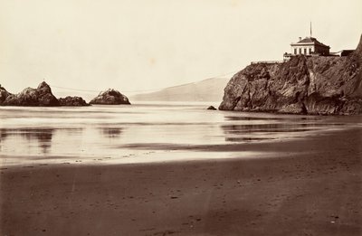 Cliff House and Seal Rock, 1868-69, tryckt ca. 1876. av Carleton Emmons Watkins