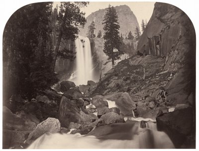 Piwyac, Vernal Fall, 300 fot, Yosemite,1861 (foto) av Carleton Emmons Watkins