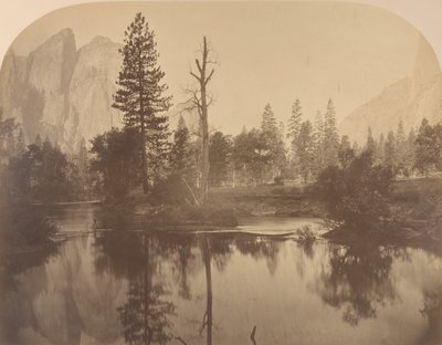 River View Down Valley, Cathedral Rock till vänster, 1861. av Carleton Emmons Watkins