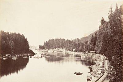 Tooth Bridge, Oregon, 1867, tryckt ca. 1876. av Carleton Emmons Watkins