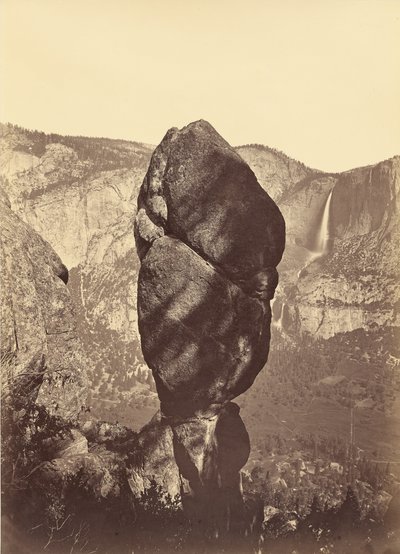 Agassiz Rock och Yosemitefallen, från Union Point av Carleton Watkins