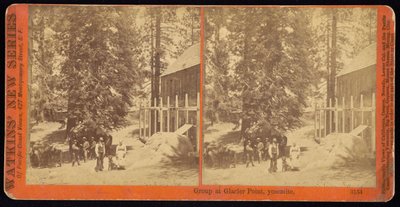Grupp vid Glacier Point, Yosemite av Carleton Watkins