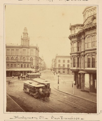 Montgomery Street från Market Street, San Francisco av Carleton Watkins