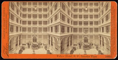 Palace Hotel, S.F., invändig utsikt av Carleton Watkins